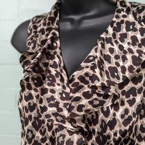 Ann Taylor 12p animal/ leopard blouse ruffle